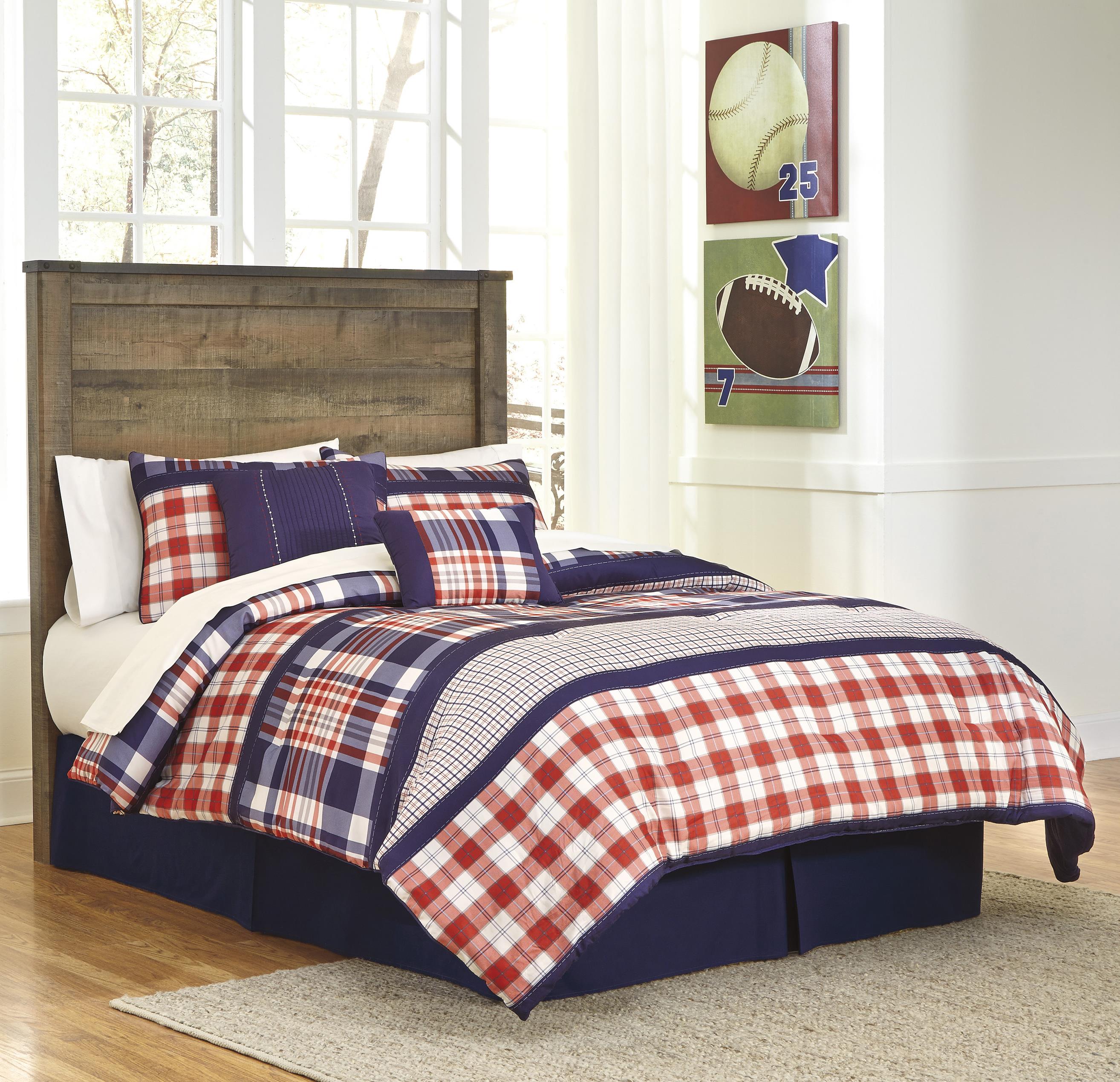 Signature Design by Ashley Trinell Rustic Look Full Panel Headboard with Brackets A1 Furniture